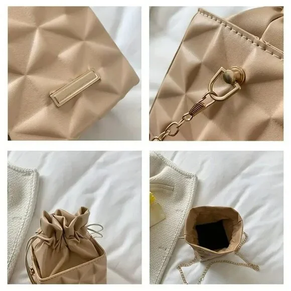 Elegant Mini Diamond Grid Crossbody Pink Bag NWT - Picture 4 of 5